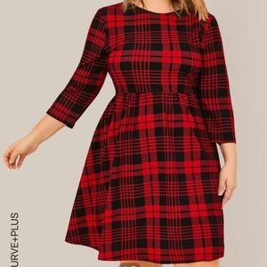 Buffalo Plaid Dress Shein
